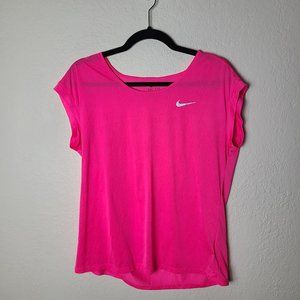 Nike Dri-fit Neon Pink Short Sleeve Top Size L